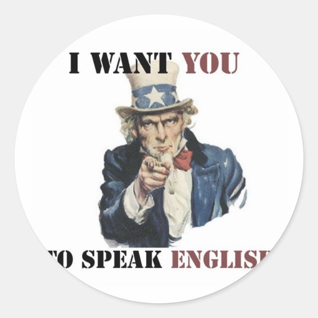 STICKER ROND UNCLE SAM SPEAK PRODUITS ANGLAIS (Devant)