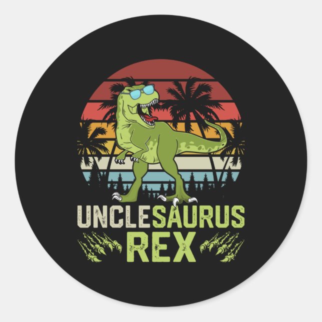 Sticker Rond Unclesarurus Rex | Conception Cool de dinosaures r (Devant)