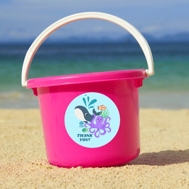 Sticker Rond Underwater Friends Party Child Birthday (Créateur téléchargé)