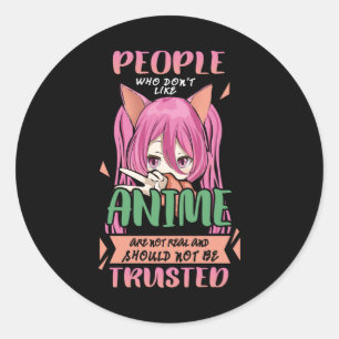 Sticker Rond Une Anime Fille Amusante Dit Otaku Manga