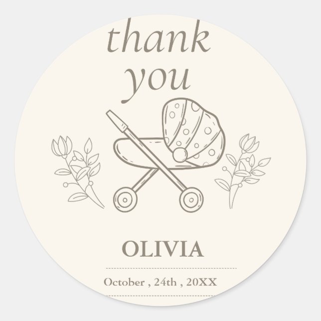 Sticker Rond Une aventure à la poussette | Baby shower non sexi (Devant)