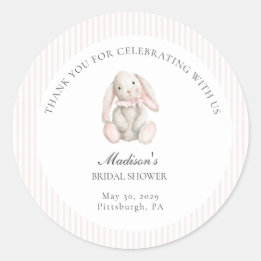 Sticker Rond Une Baby Shower Douce Rose Some Bunny