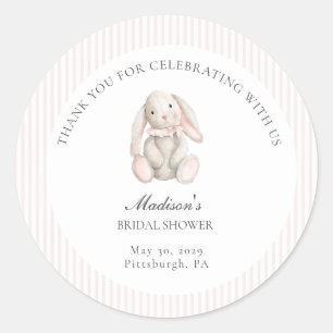 Sticker Rond Une Baby Shower Douce Rose Some Bunny 