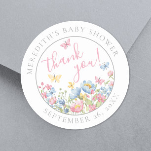 Sticker Rond Une Baby Shower Petite Fleur Sauvage