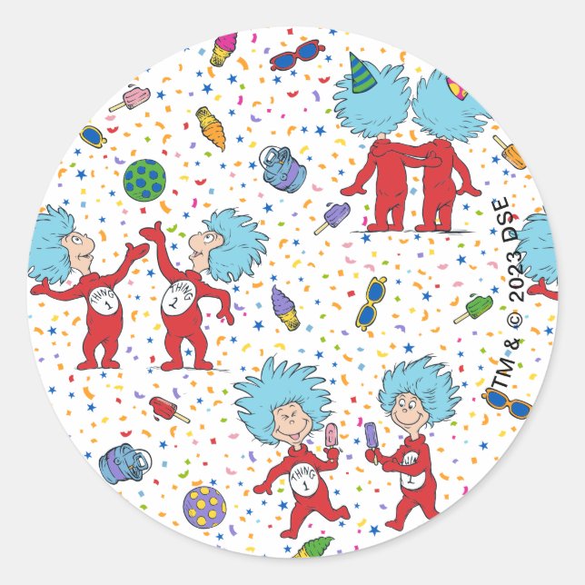 Sticker Rond Une chose deux Motif de fête (Devant)