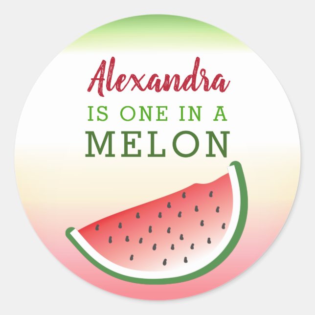 Sticker Rond Une dans une Melon Cute Watermelon Enveloppe de ba (Devant)