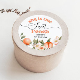 Sticker Rond Une douce aquarelle pêche 1er anniversaire