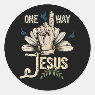Sticker Rond Une façon Jésus peuple chrétien Révolution Finger 