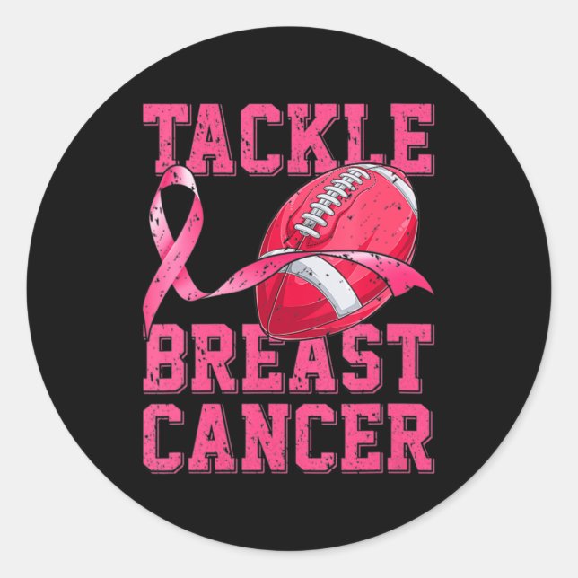 Sticker Rond Une Femme Football S'Attaquer Cancer du Sein Sensi (Devant)