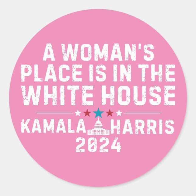 Sticker Rond Une femme ; La place est à la Maison Blanche Kamal (Devant)