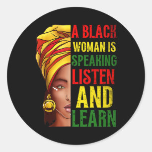 Sticker Rond Une Femme Noire Parle Écouter Histoire Noire Lun