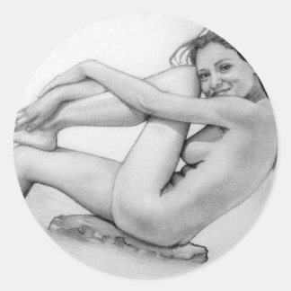 Sticker Rond Une femme nue se baigne