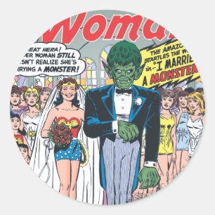 Sticker Rond Une femme s'est mariée à un monstre
