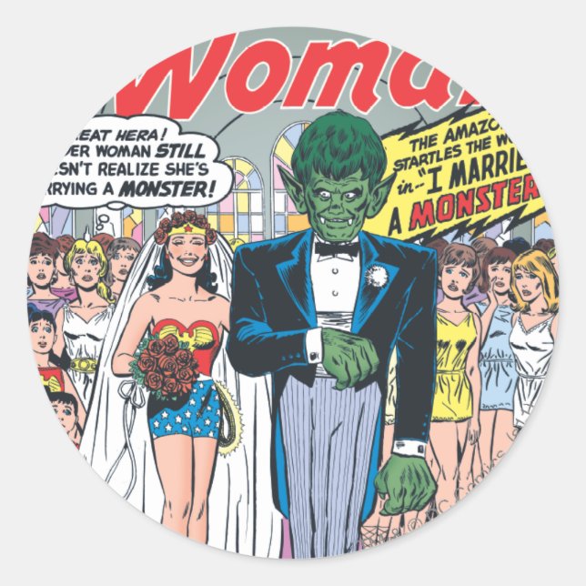 Sticker Rond Une femme s'est mariée à un monstre (Devant)