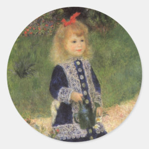 Sticker Rond Une fille avec un arrosoir de Pierre Renoir