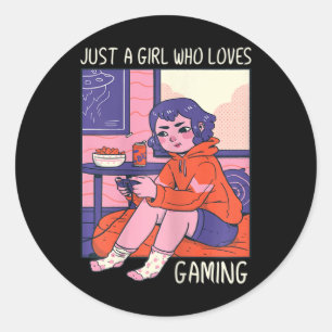 Sticker Rond Une fille qui aime jouer
