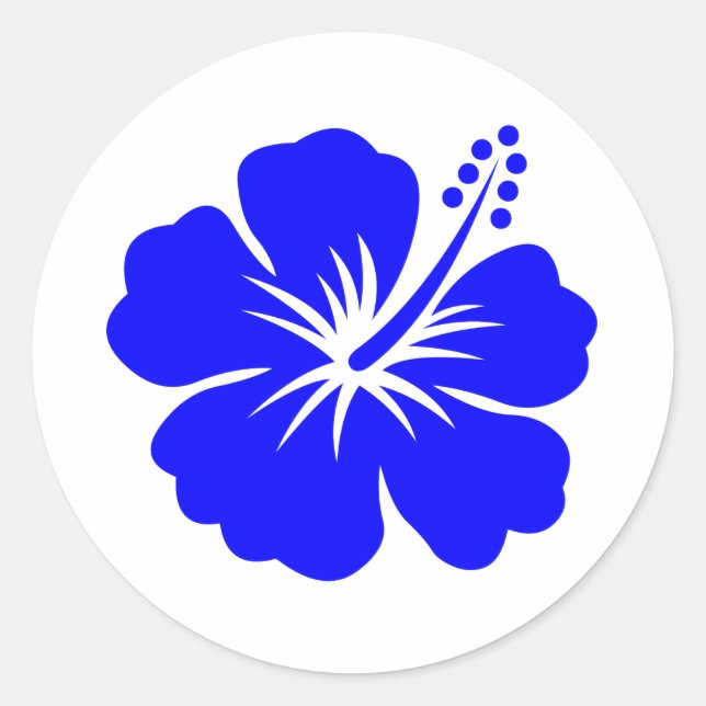 Sticker Rond Une fleur d'hibiscus bleu (Devant)