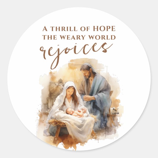Sticker Rond Une frisson d'espoir Noël Carol et Nativité (Devant)