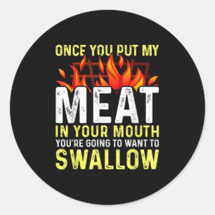 Sticker Rond Une Fumée Bbq Drôle Dans La Bouche