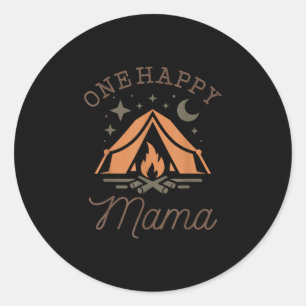 Sticker Rond Une heureuse maman campeuse 1er anniversaire campi
