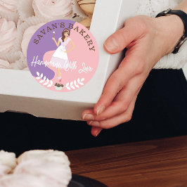 Sticker Rond Une Jolie Femme Moderne Douce Boulangerie Fabriqué