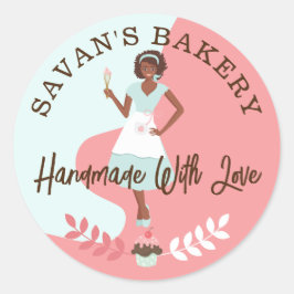Sticker Rond Une Jolie Femme Moderne Douce Boulangerie Fabriqué