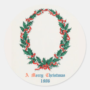 Sticker Rond Une joyeuse couronne de Noël (1906)
