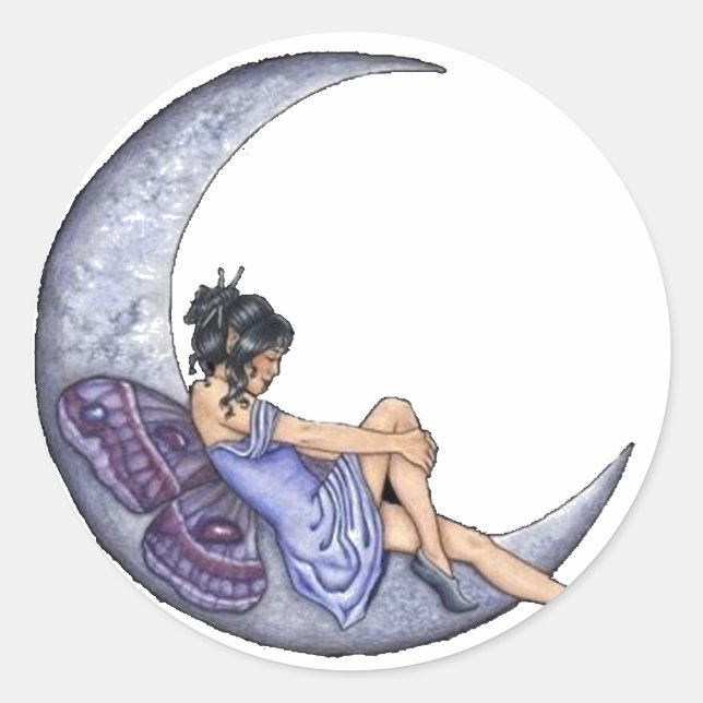Sticker Rond Une Lune Fée (Devant)