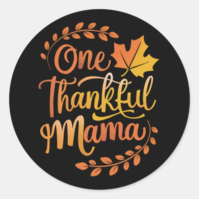 Sticker Rond Une Maman Gentille Chute Thanksgiving Automne (Devant)