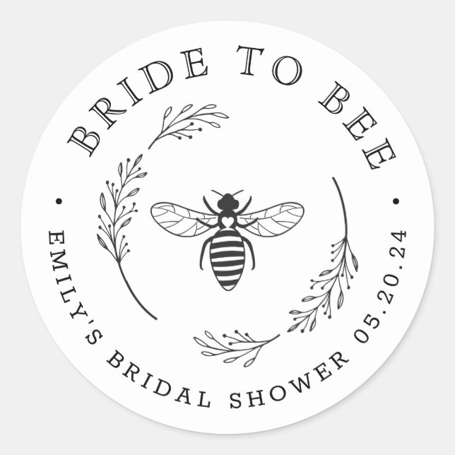 Sticker Rond Une mariée rustique en gerbe botanique au miel d'a (Devant)