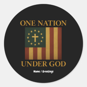 Sticker Rond Une nation sous Dieu Drapeau Patriotique Chrétien