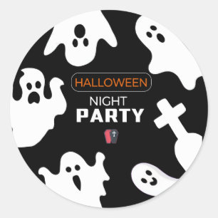 Sticker Rond Une nuit Éffrayante avec des fantômes - Invitation