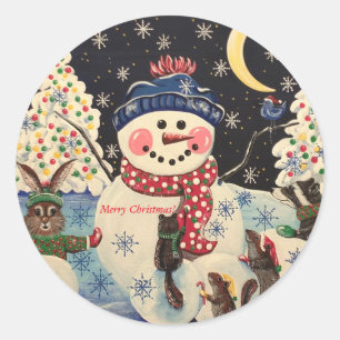 Sticker Rond "Une nuit magique dans la neige"