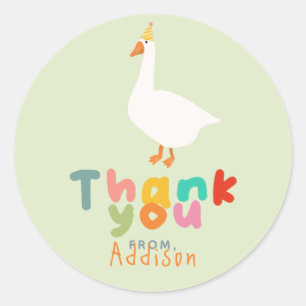 Sticker Rond Une oie sotte Premier anniversaire Merci Favoriser