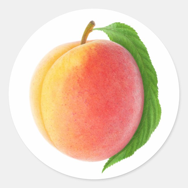 Sticker Rond Une pêche avec feuille (Devant)