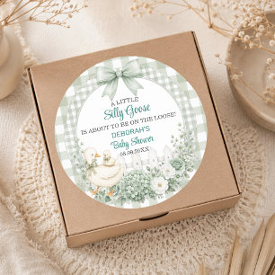 Sticker Rond Une petite Baby Shower Cottagecore de caneton vert