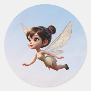Sticker Rond Une petite fée magique volant dans l'air