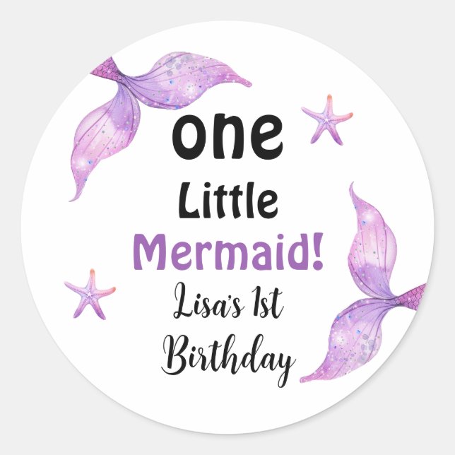 Sticker Rond Une petite sirène 1er anniversaire (Devant)