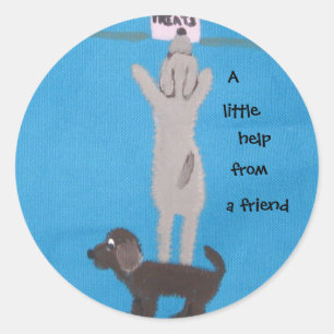 Sticker Rond Une peu d'aide d'un ami