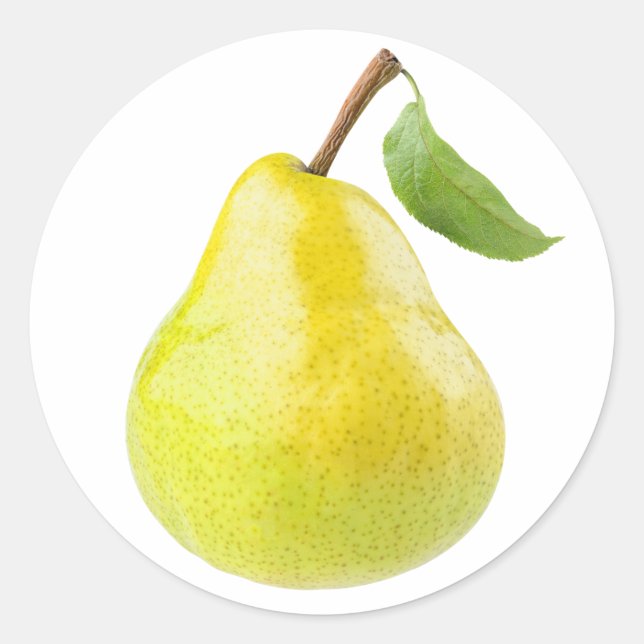 Sticker Rond Une poire verte jaune (Devant)