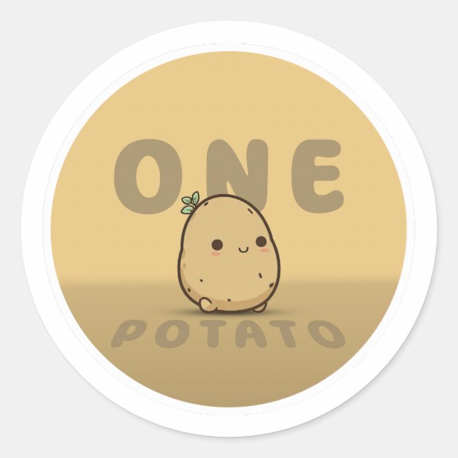 Sticker Rond Une pomme de terre (Devant)