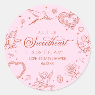 Sticker Rond Une Saint-Valentin de petite amoureuse Baby Shower