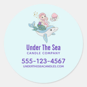 Sticker Rond Une sirène dans un dauphin sous le commerce mariti