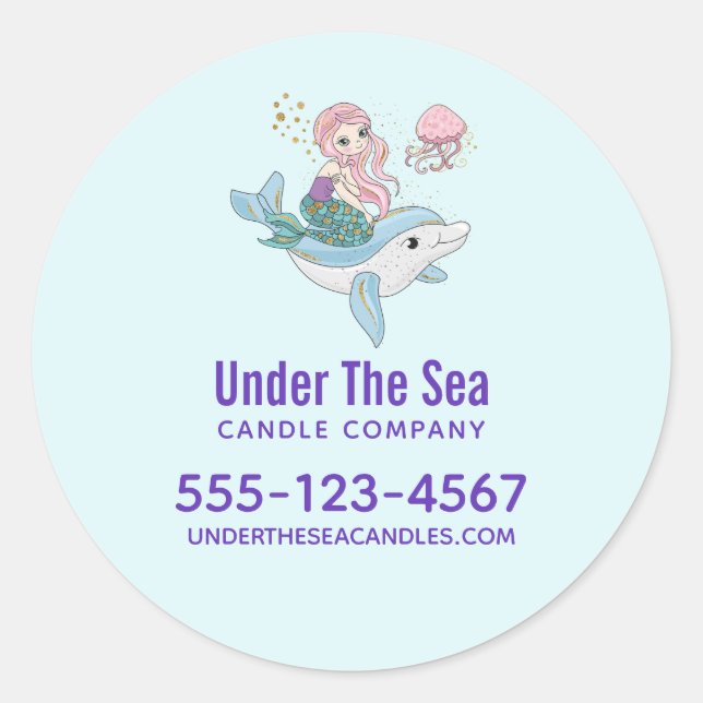 Sticker Rond Une sirène dans un dauphin sous le commerce mariti (Devant)