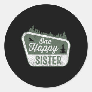 Sticker Rond Une sœur heureuse, tenue de fête d'anniversaire fa