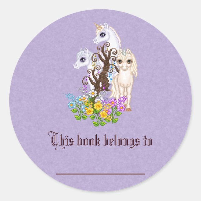 Sticker Rond Unicorn amis Pixel Art (Devant)