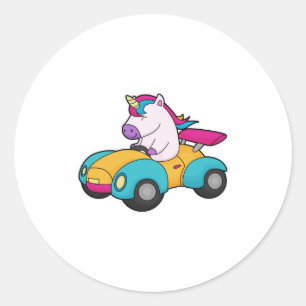 Sticker Rond Unicorn Car