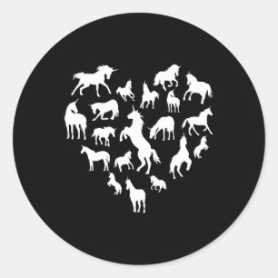 Sticker Rond Unicorn HeartShaped Silhouette cadeau pour les fil