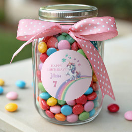 Sticker Rond Unicorn Magique fête d'anniversaire