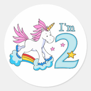 Sticker Rond Unicorn Rainbow 2e anniversaire